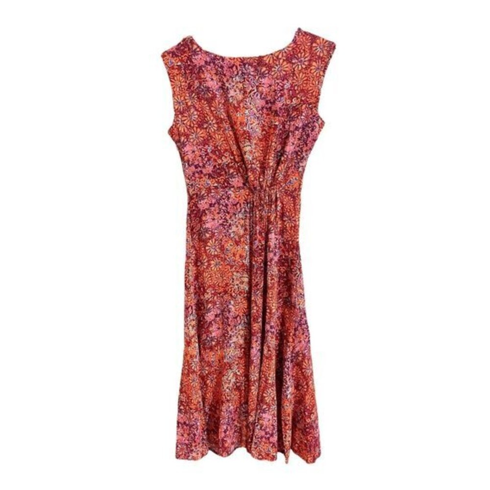 4Our Dreamers Anthropologie Red Floral Rayon Sun Dress High Slit SZ XS NWT